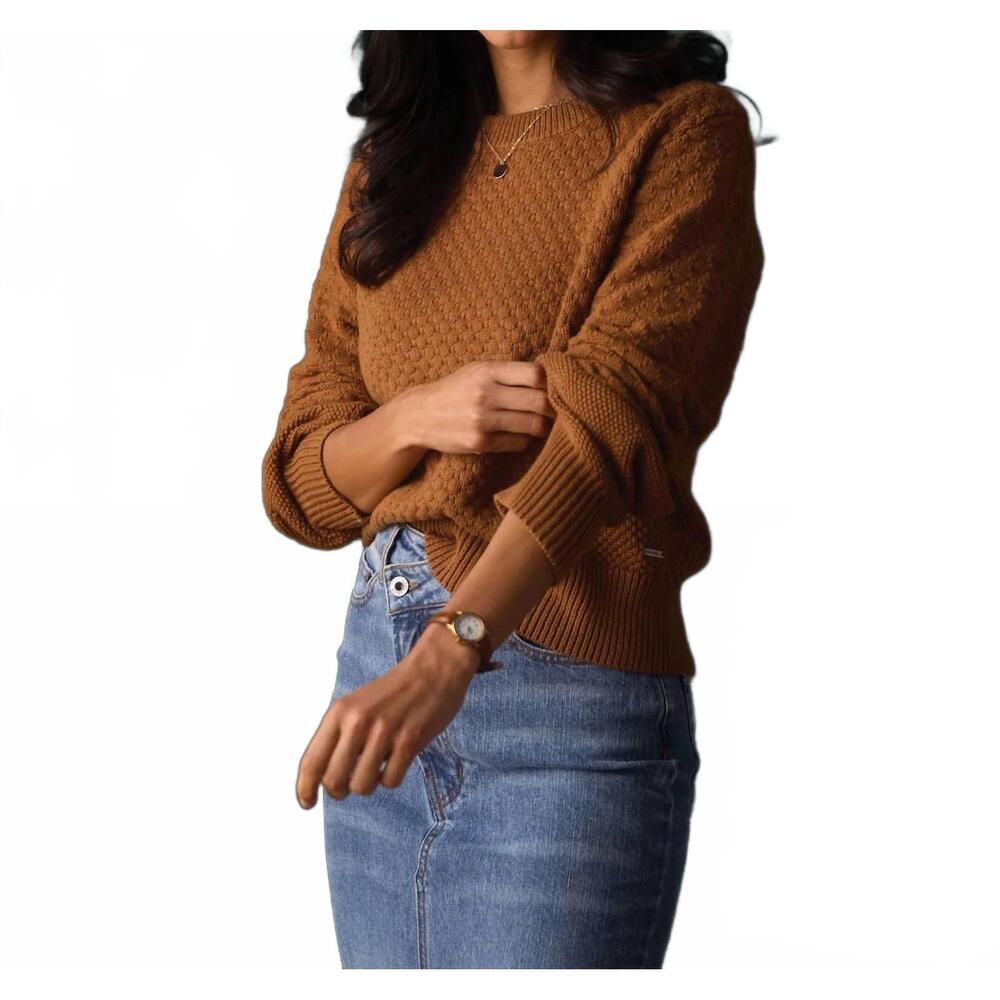 NEW THE NORMAL BRAND colette chunky cotton knit sweater in beige
